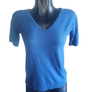 Banana Republic Blue V Neck Short Sleeve Top XS